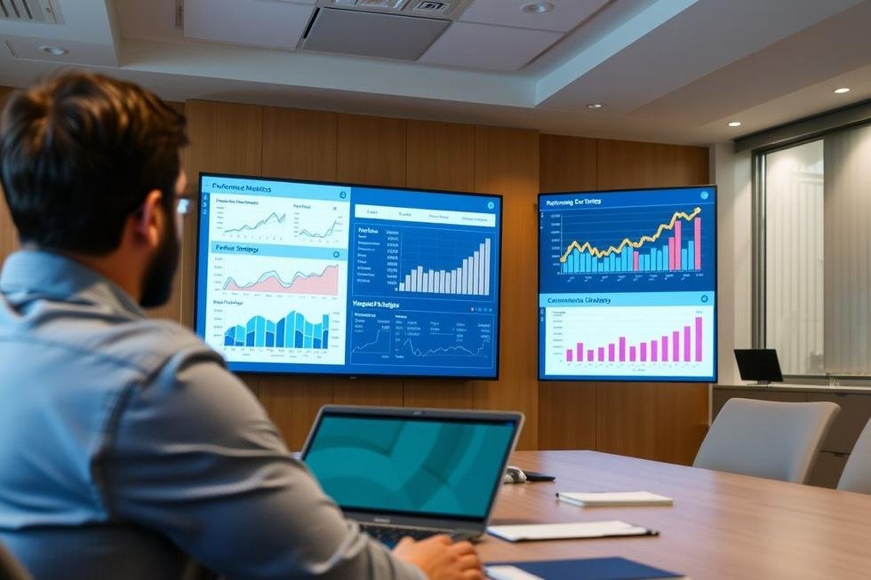 Pessoa analisando métricas de desempenho.