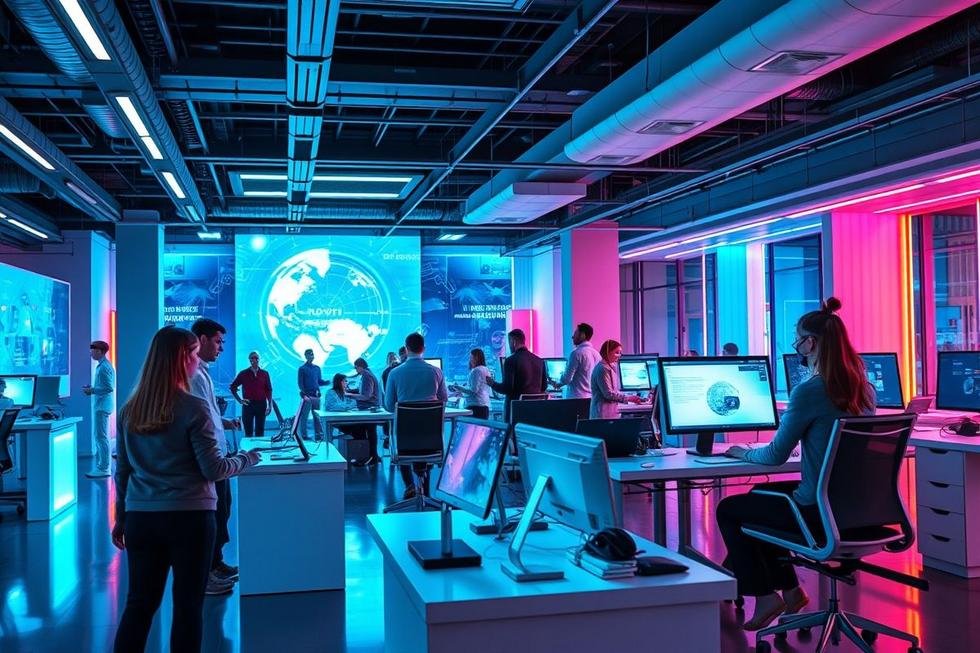 Colaboração entre advogados e profissionais de marketing utilizando inteligência artificial.