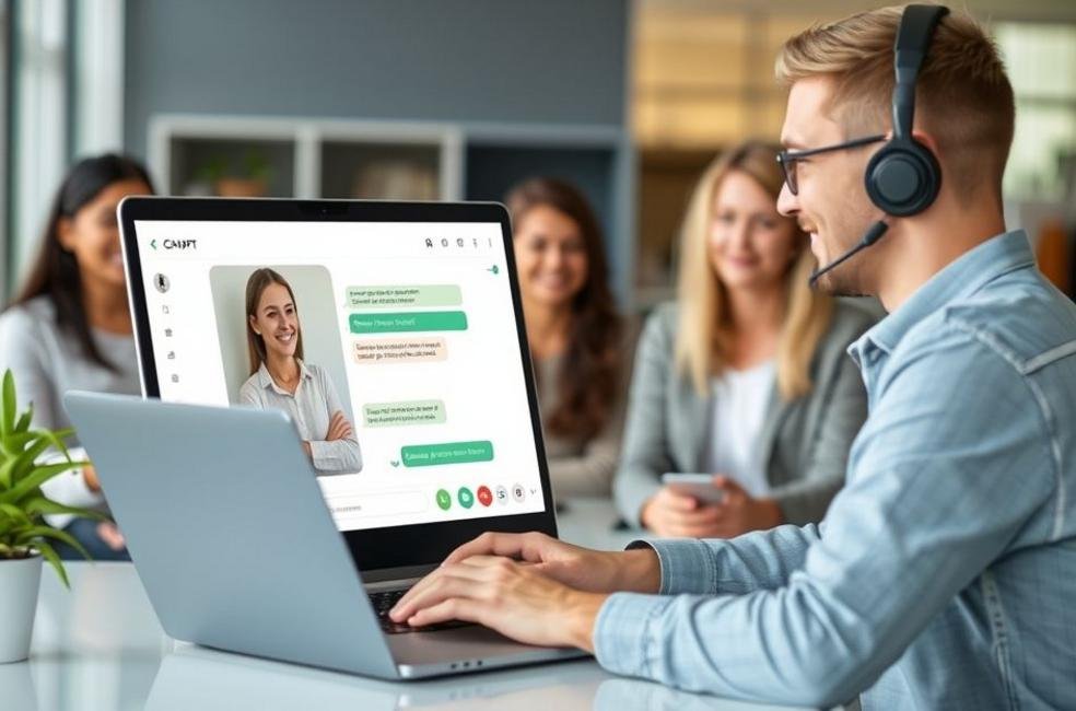 Representante de atendimento ao cliente utilizando ChatGPT.