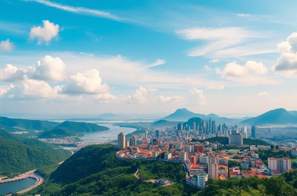 Vista da cidade de Vitória - ES com temas de marketing digital